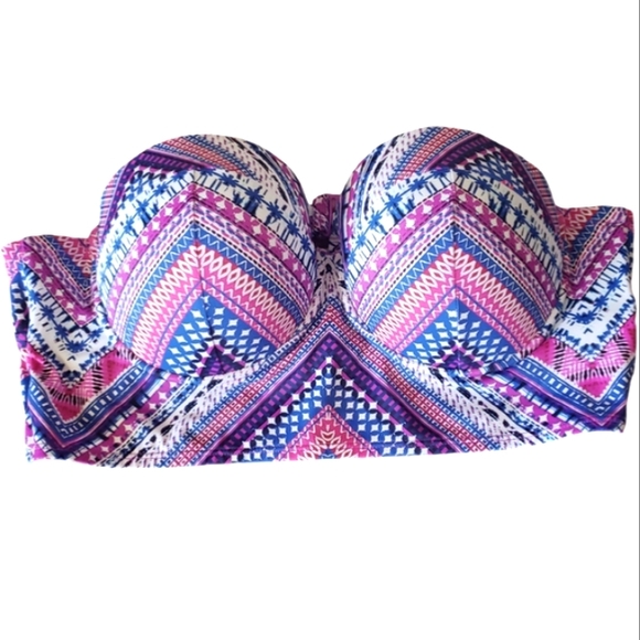 Torrid Multicolor Chevron Push Up Bikini Top Only / Swimwear Women's Size 2 - Picture 1 of 13